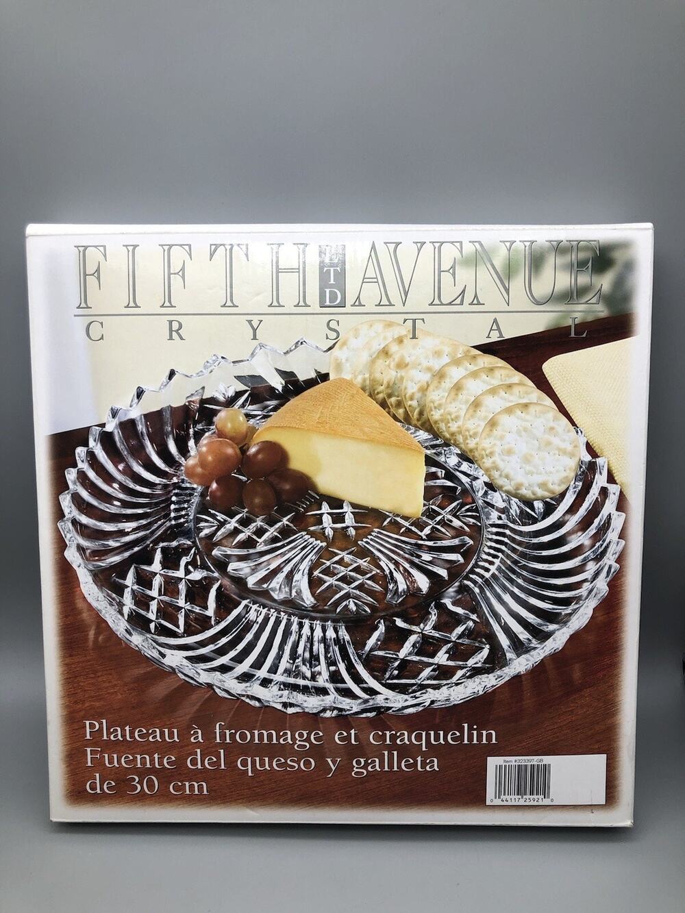 Vintage Fifth Avenue Crystal LTD Serving Tray Cheese & Cracker Platter 11.5”
